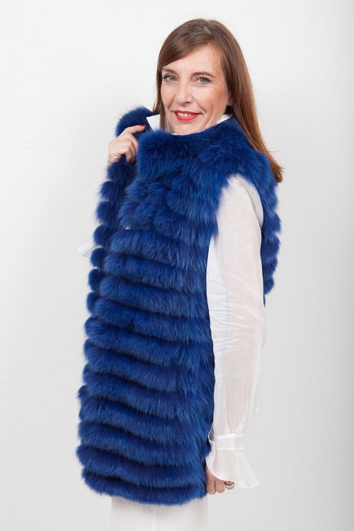 (SOLD) Long Blue Fox Vest