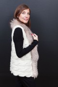 Wool Sleeveless Beige Vest with Fox