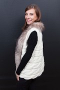 Wool Sleeveless Beige Vest with Fox