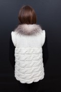 Wool Sleeveless Beige Vest with Fox