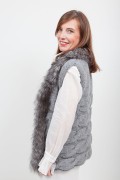 Wool Sleeveless Grey Vest with Fox 