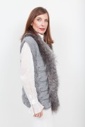 Wool Sleeveless Grey Vest with Fox 