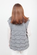 Wool Sleeveless Grey Vest with Fox 