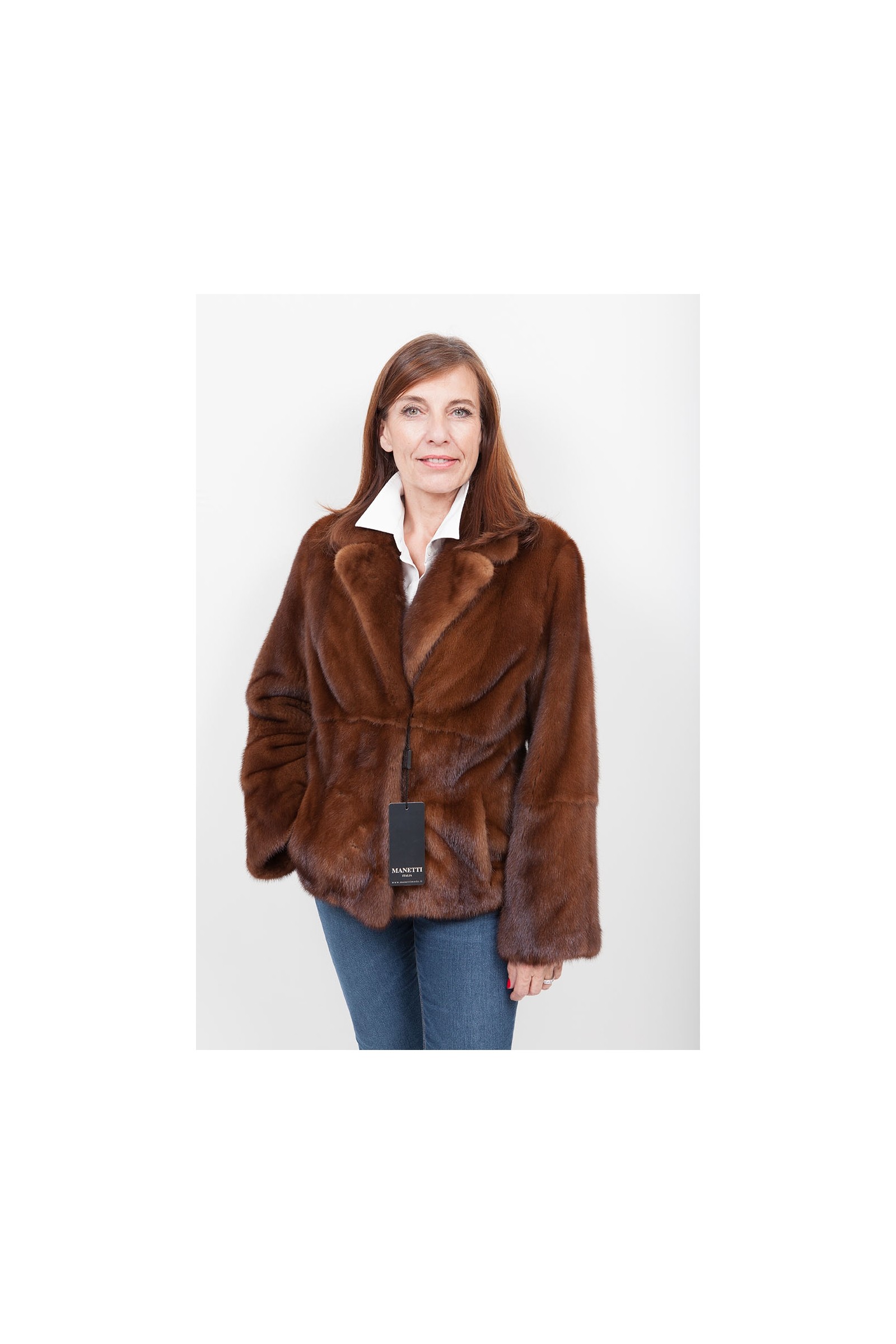 Veste En Fourrure De Vison Marron Taille M - Occasion Très Bon état