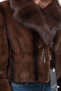 Veste de Vison Rasé et Zibeline Marron