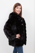 (SOLD) Long Black Mink Jacket with Hood 