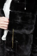 (SOLD) Long Black Mink Jacket with Hood 