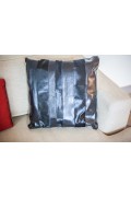 Coussin Noir en Cuir & Peau de Vache