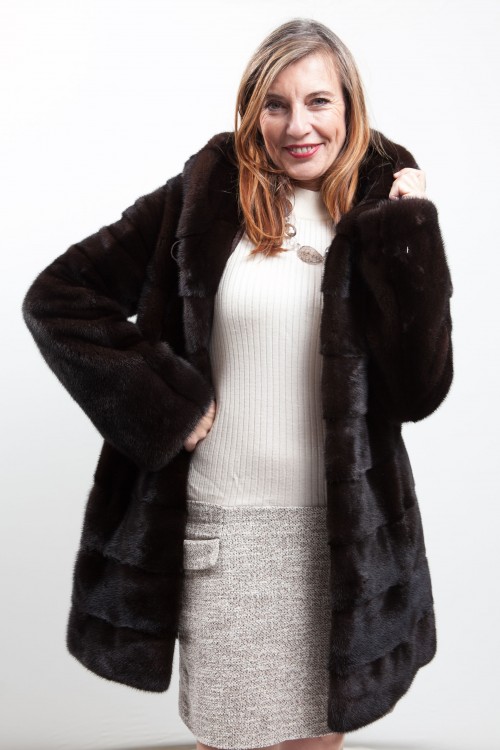 Dark Brown Mink Coat with Hood