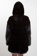 Manteau de Vison Dark Brown avec Capuche