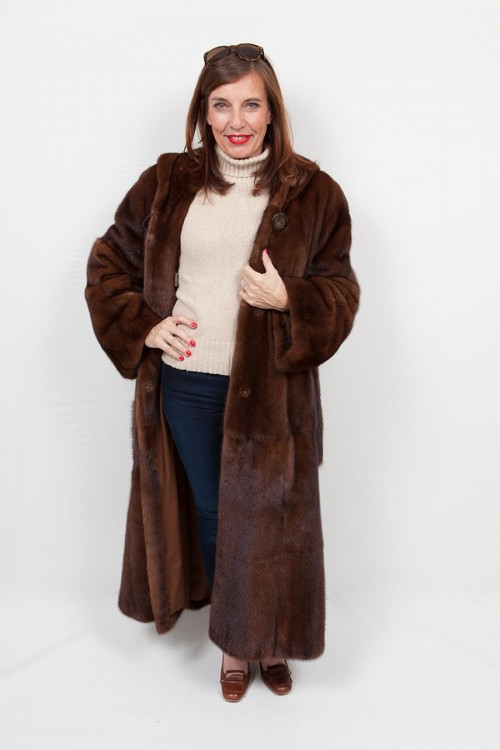 Manteau Long de Vison avec Capuche