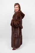 Brown Mink Coat with Hood