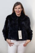 Dark Blue Short Mink Jacket 