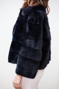 Dark Blue Short Mink Jacket 