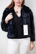 Dark Blue Short Mink Jacket 