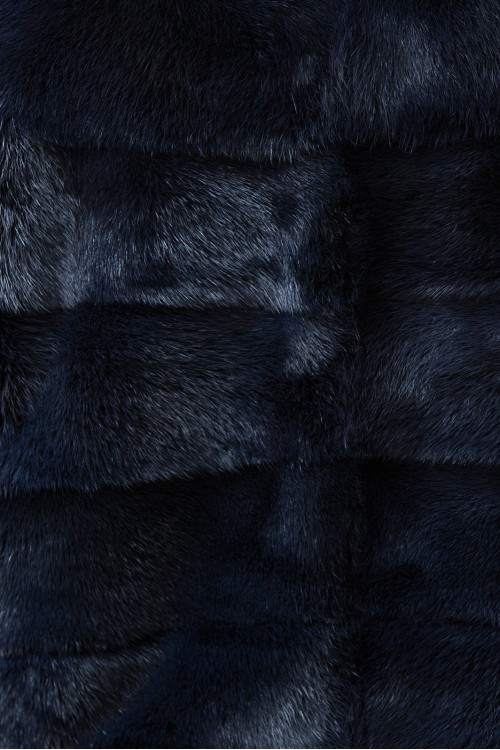 Veste Courte de Vison Bleu Marine