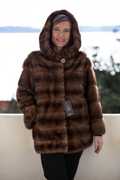 Mahogany Mink Jacket with Hood