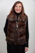 Sleevless Vest in Wild Mink and dyed silver Fox