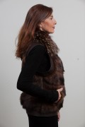 Sleevless Vest in Wild Mink and dyed silver Fox