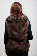 Sleevless Vest in Wild Mink and dyed silver Fox