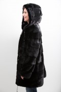 Manteau de Vison Noir avec Capuche "Balli Furs"