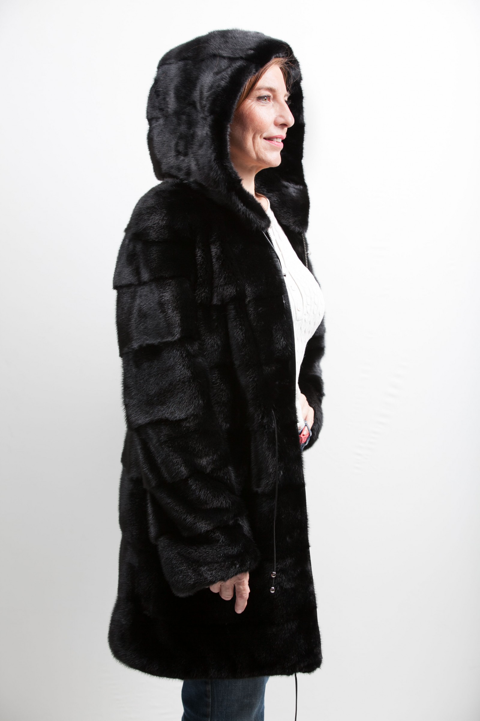 Manteau En Vison Véritable Noir Taille 38 - Occasion Parfait état