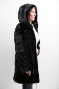 Manteau de Vison Noir avec Capuche "Balli Furs"