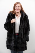 Manteau de Vison Noir à Capuche "Balli Furs"