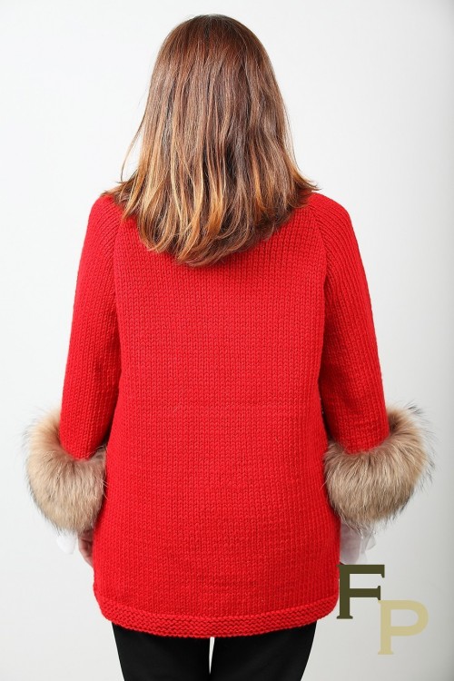 Pure New Wool Long Jacket with Fox