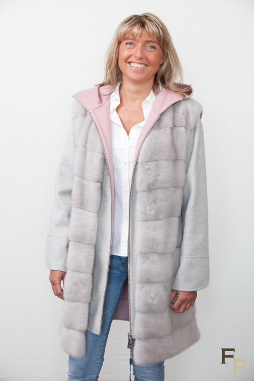 Cashemere Coat with Grey Mink Vest