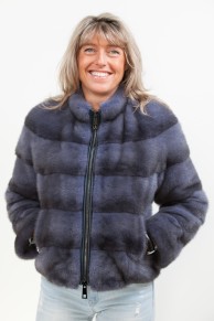 Blue Denim Mink Jacket