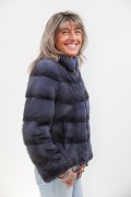 Blue Denim Mink Jacket