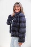 Blue Denim Mink Jacket