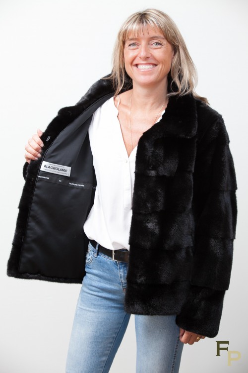 Veste de Vison Noir Quatre en Une