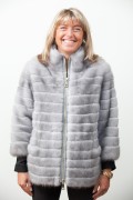 Grey Sapphire Mink Jacket with Zip