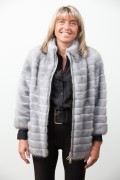 Grey Sapphire Mink Jacket with Zip