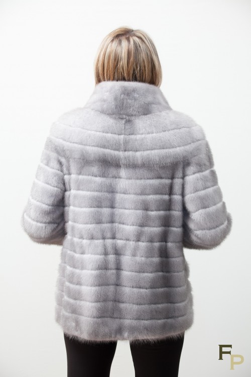 Grey Sapphire Mink Jacket with Zip