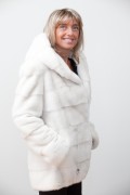 Long White Mink Jacket with Hood