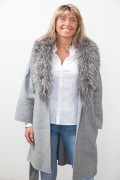 Long Coat in Wool and Silver Fox