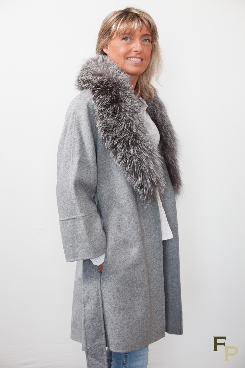 Faux silver fox coat deals