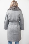 Long Coat in Wool and Silver Fox
