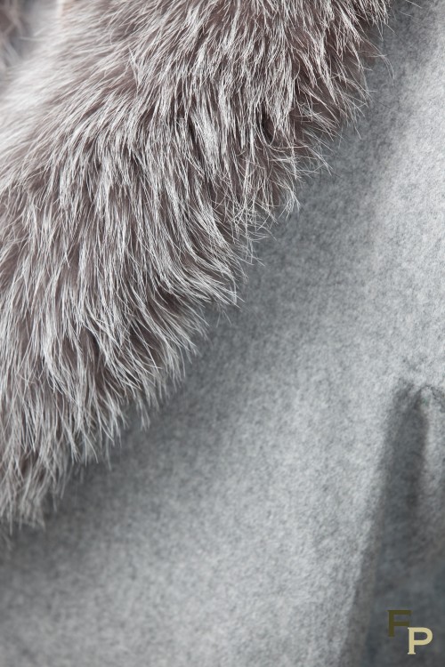 Manteau en Laine et Renard Argent&eacute;
