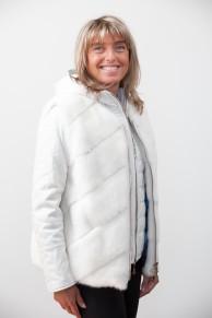 White Leather Jacket with Mink Vest