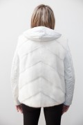 Blouson de Cuir et Gilet de Vison Blanc