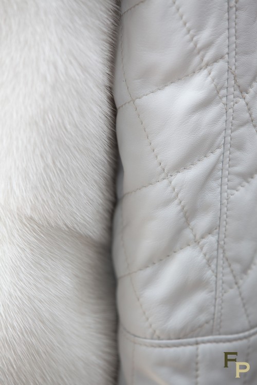 White Leather Jacket with Mink Vest