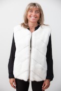 Blouson de Cuir et Gilet de Vison Blanc