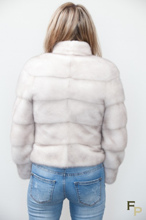 White Cross Mink Bomber