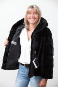 Veste de Vison Noir Blackglama avec Capuche