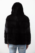 Veste de Vison Noir Blackglama avec Capuche