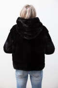 Veste de Vison Noir Blackglama avec Capuche